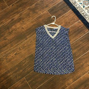 The Limited sleeveless blue and white top